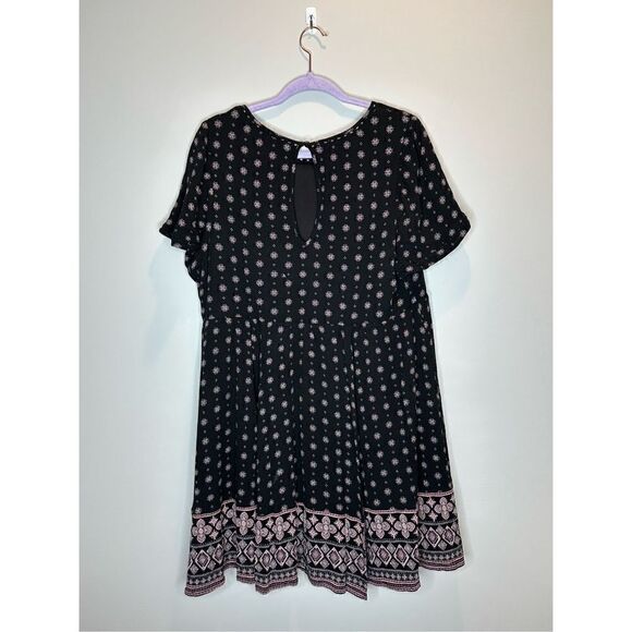 Torrid Mini Challis Skater Dress Black Print Size 1X - Picture 6 of 8